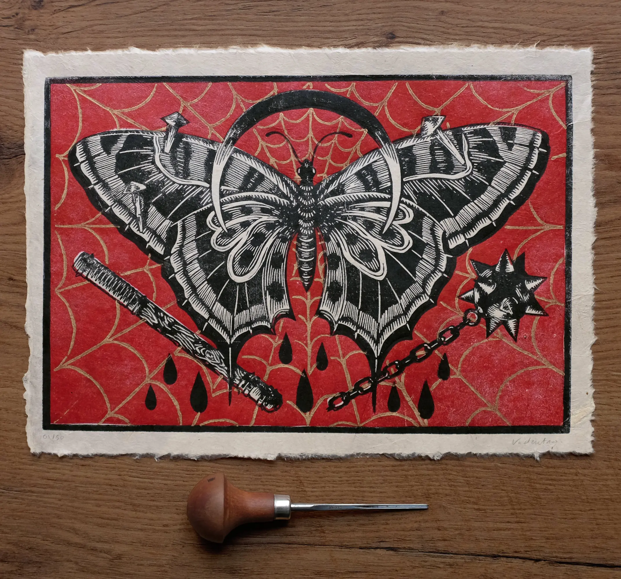 Butterfly linocut